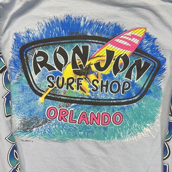 Ron Jon Surf Shop Orlando Long Sleeve T-Shirt Men’s M Light Blue Graphic Tee - Picture 7 of 12